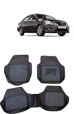 Arnejas Leatherite 7D Mat For  Nissan Sunny(Red, Black)