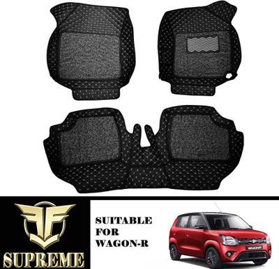 Fit Fly Leather 7D Mat For  Maruti WagonR(Silver, Black)