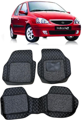 Arnejas Leatherite 7D Mat For  Tata Indica V2(Silver, Black)