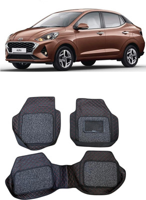 Arnejaa Leatherite 7D Mat For  Hyundai Aura(Red, Black)