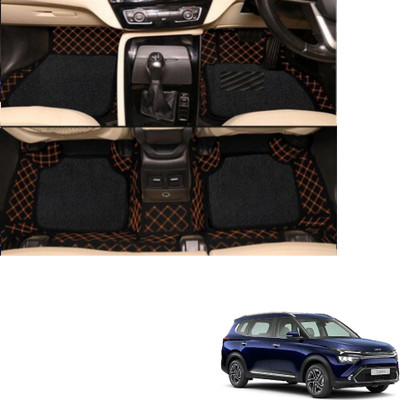 Autoclow Leatherite 7D Mat For  Kia Carens (7 Seater)(Black, Brown)