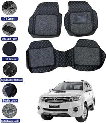 GENFRID Leather 7D Mat For  Toyota Fortuner Old(Silver, Black)