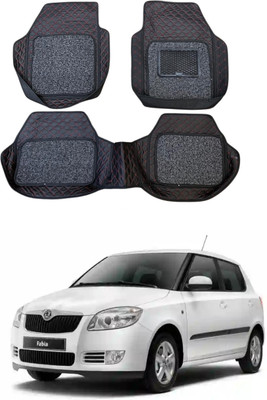 Arnejaa Leatherite 7D Mat For  Skoda Fabia(Red, Black)