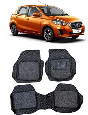 ARNEJA Leatherite 7D Mat For  Datsun Go(Silver, Black)