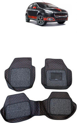 ARNEJA Leatherite 7D Mat For  Fiat Abarth Punto(Red, Black)
