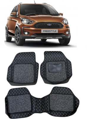 ARNEJA Leatherite 7D Mat For  Ford Freestyle(Silver, Black)
