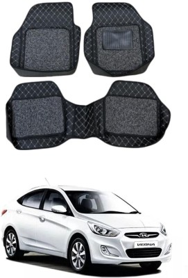 Arnejaa Leatherite 7D Mat For  Hyundai Verna Fluidic(Silver, Black)