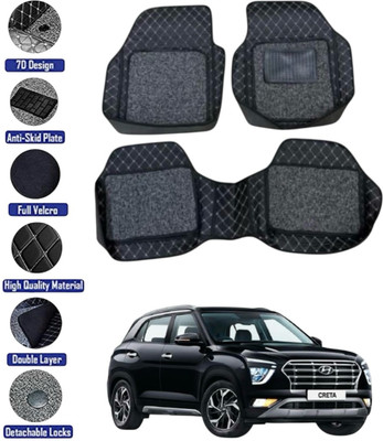 GENFRID Leather 7D Mat For  Hyundai Creta(Black, Silver)