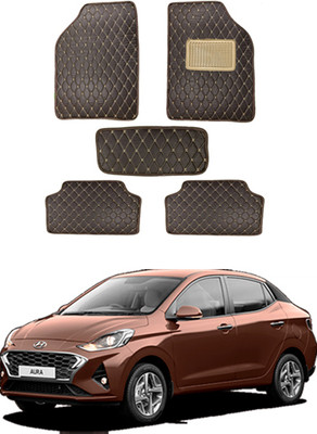 MATIES Leatherite Standard Mat For  Hyundai Aura(Brown)