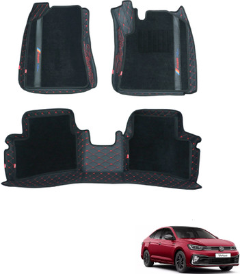 elegant Leatherite, Polypropylene 7D Mat For  Volkswagen Virtus(Black, Red)