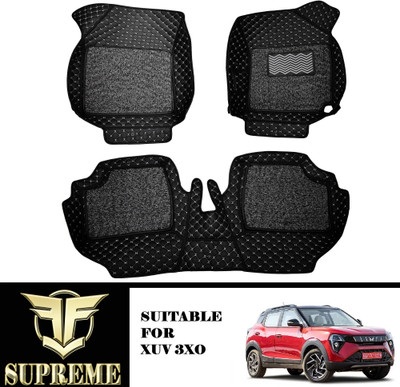 Fit Fly Leather 7D Mat For  Mahindra XUV 3XO(Silver, Black)