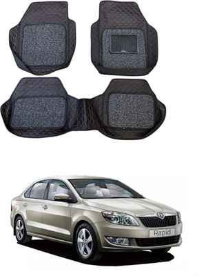 Arnejaa Leatherite 7D Mat For  Skoda Rapid(Red, Black)