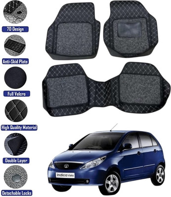 GENFRID Leather 7D Mat For  Tata Vista(Silver, Black)