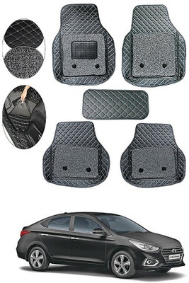 SLSHILPA Leather 7D Mat For  Hyundai Verna(Black)