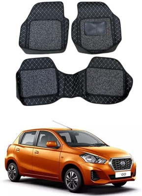 Arnejaa Leatherite 7D Mat For  Datsun Go(Silver, Black)