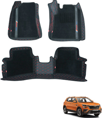 elegant Leatherite, Polypropylene 7D Mat For  Skoda Kushaq(Black, Red)