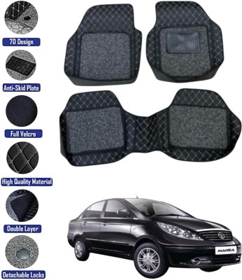 GENFRID Leather 7D Mat For  Tata Manza(Silver, Black)