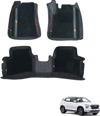 elegant Leatherite, Polypropylene 7D Mat For  Hyundai Creta(Black, Red)