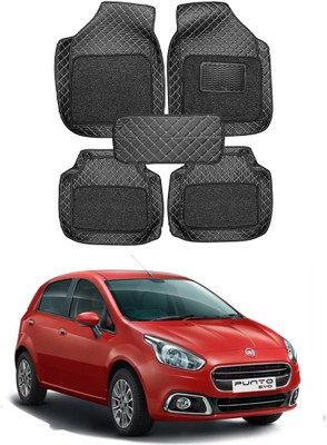 arneja trading company Leatherite 7D Mat For  Fiat Punto(Silver, Black)