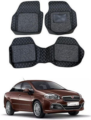 arneja trading company Leatherite 7D Mat For  Fiat Linea(Silver, Black)