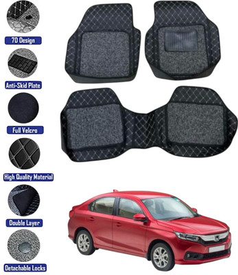 GENFRID Leatherite 7D Mat For  Honda Amaze(Silver, Black)