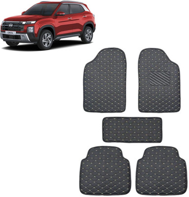 INSURE AUTOMOTIVE Leatherite 5D Mat For  Hyundai Creta, Universal For Car(Black, White)