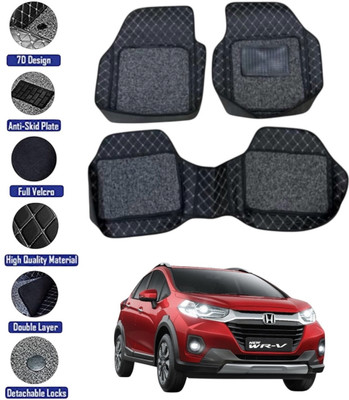 GENFRID Leather 7D Mat For  Honda WRV, WR-V(Silver, Black)