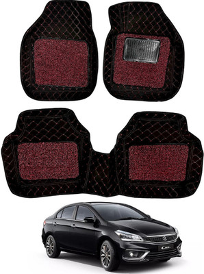 Autorepute Leather 7D Mat For  Maruti Suzuki Ciaz(Red, Black)