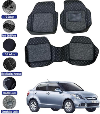 GENFRID Leather 7D Mat For  Maruti Suzuki Swift Dzire(Black, Silver)