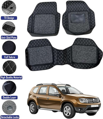 GENFRID Leather 7D Mat For  Renault Duster(Silver, Black)