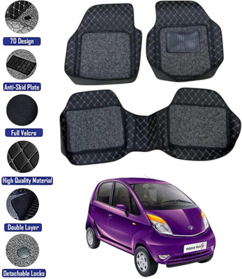 GENFRID Leather 7D Mat For  Tata Nano Genx(Black, Silver)