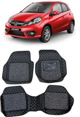 ARNEJA Leatherite 7D Mat For  Honda Brio(Silver, Black)