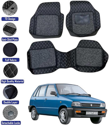 GENFRID Leather 7D Mat For  Maruti 800(Black, Silver)