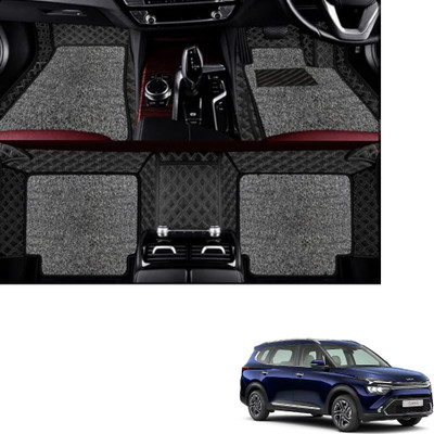 Autoclow Leatherite 7D Mat For  Kia Carens (7 Seater)(Gold, Silver)