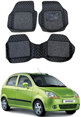 Arnejaa Leatherite 7D Mat For  Chevrolet Spark(Silver, Black)