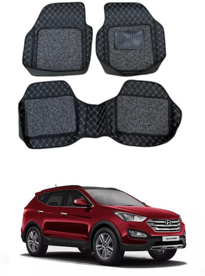 Arnejaa Leatherite 7D Mat For  Hyundai SantaFe(Silver, Black)