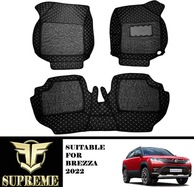 Fit Fly Leather 7D Mat For  Maruti New Brezza(Silver, Black)