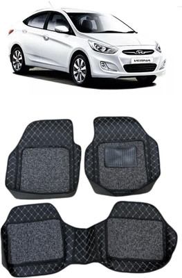 Arnejaa Leatherite 7D Mat For  Hyundai Verna Fluidic(Silver, Black)
