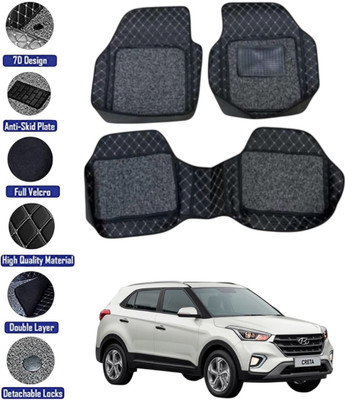 GENFRID Leather 7D Mat For  Hyundai Creta(Silver, Black)