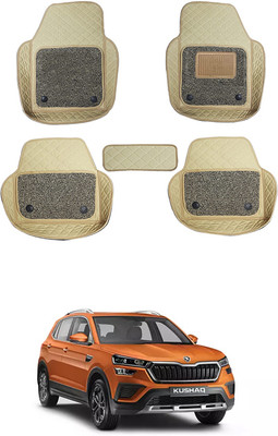 MATIES Leatherite 7D Mat For  Skoda Kushaq(Beige)
