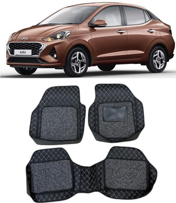 ARNEJA Leatherite 7D Mat For  Hyundai Aura(Silver, Black)