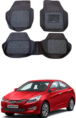 Autocom Leatherite 7D Mat For  Hyundai Fluidic Verna(Red, Black)