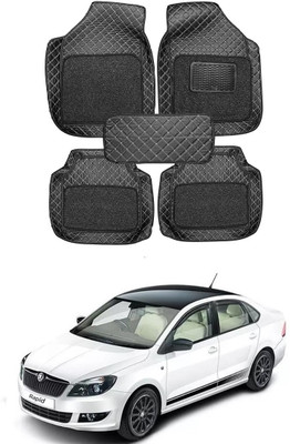 arneja trading company Leatherite 7D Mat For  Skoda Rapid(Silver, Black)