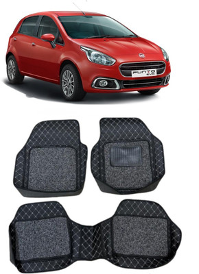arneja trading company Leatherite 7D Mat For  Fiat Punto(Silver, Black)
