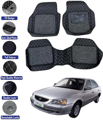 GENFRID Leather 7D Mat For  Hyundai Accent(Black, Silver)