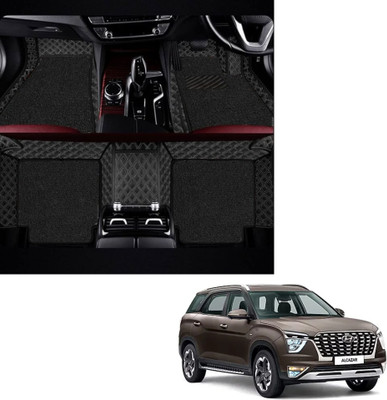 Autoclow Leatherite 7D Mat For  Hyundai Alcazar (7 Seater)(Silver, Black)