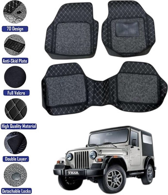 GENFRID Leather 7D Mat For  Mahindra Thar(Silver, Black)