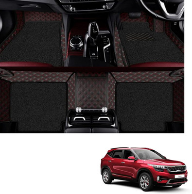 Autoclow Leatherite 7D Mat For  Kia Seltos(Red, Black)
