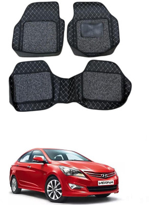 ARNEJA Leatherite 7D Mat For  Hyundai Fluidic Verna 4S(Silver, Black)