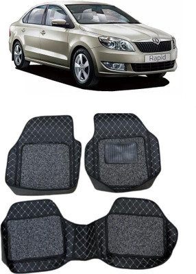 arneja trading company Leatherite 7D Mat For  Skoda Rapid(Silver, Black)